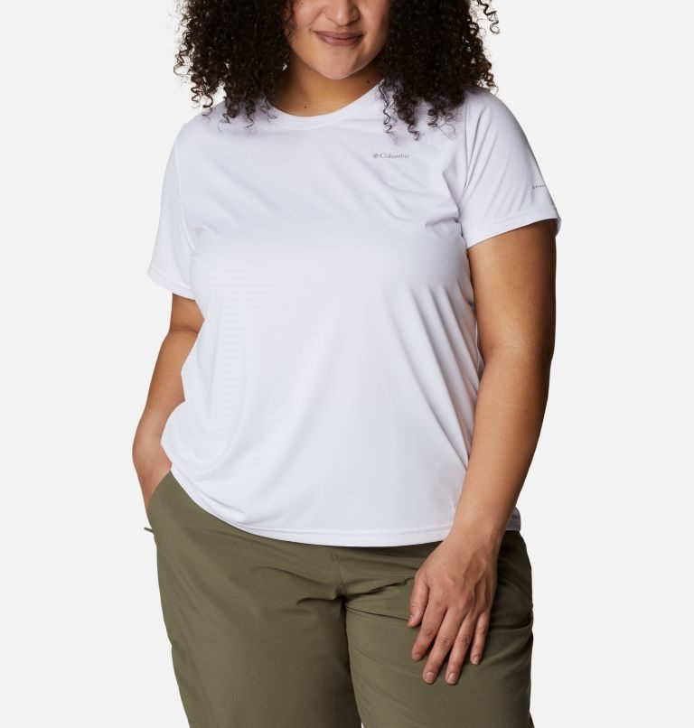 Women's Columbia Hike Short Sleeve Crew T Shirts White | Plus Size CA-O84LA